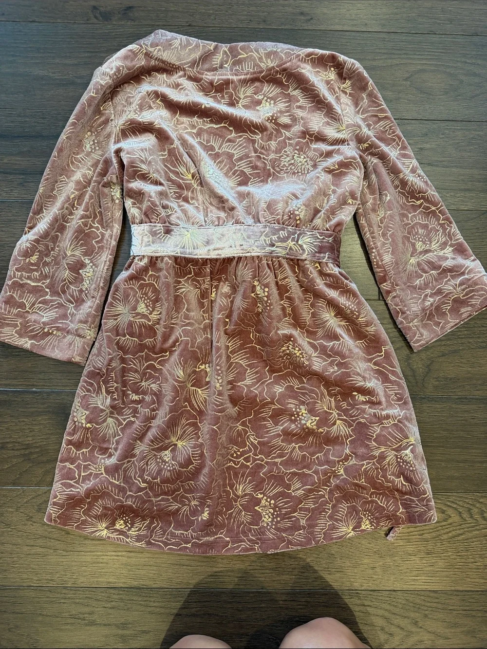 Mia Joy by Joyfolie Girls Velvet Floral Wrap Robe Size 6 - C36-204